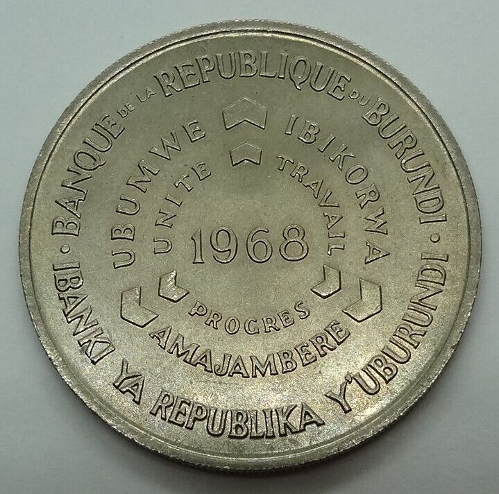 Read more about the article 1968 BURUNDI  10 FRANCS  FAO  HIGH GRADE KM# 17