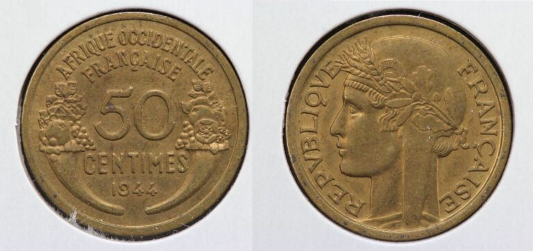 Read more about the article 1944 French West Africa 50 Centimes BU 48YJ