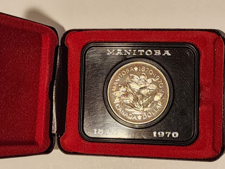 Read more about the article 1870 1970 CANADA  MANITOBA ONE DOLLAR COIN IN LEATHER CASE