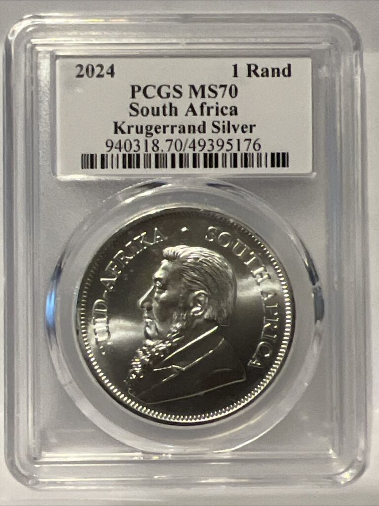 Read more about the article 2024 South Africa Silver Krugerrand 1oz ULTRA BREAKS PCGS MS70 890/1000 🔥