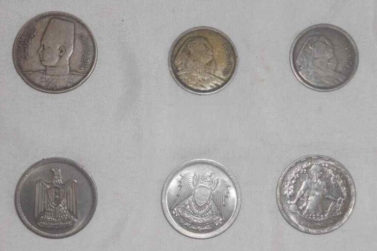 Read more about the article Lot 6 Egypt Coins All 5 Piastres Dates 1937-1974 Silver and Copper Nickel VF-Unc