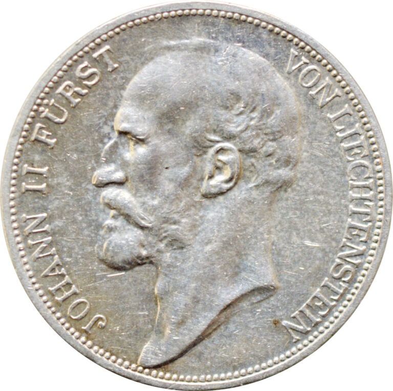 Read more about the article Liechtenstein 2 francs 1924  UNC  “Prince Johann II (1858 – 1929)” silver coin