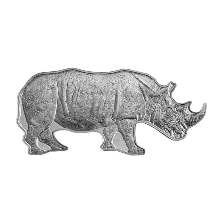 Read more about the article 2022 Solomon Islands Animals of Africa Series – Black Rhino Shaped 1 oz Silve…