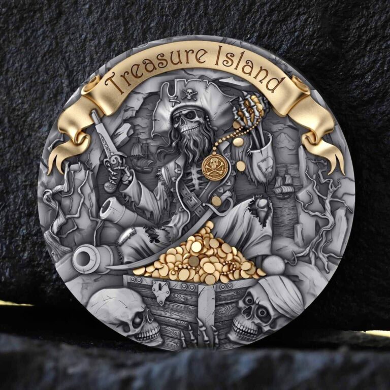 Read more about the article 2024 Cameroon Treasure Island 2 oz Silver Antiqued High Relief Coin MIntage 500