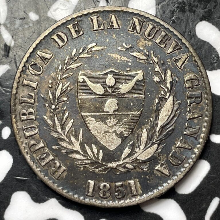 Read more about the article 1851 Colombia 2 Reales Lot#JM7384 Silver!