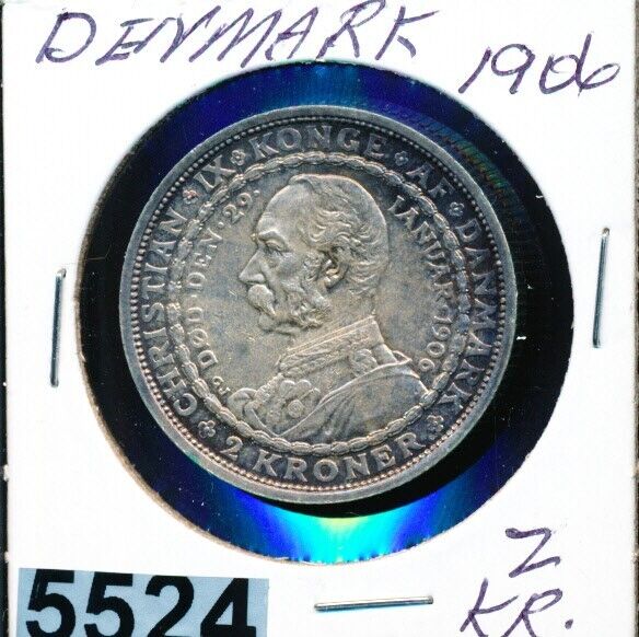 Read more about the article DENMARK – 2 KRONOR – 1906 – SILVER K803 –  #5524