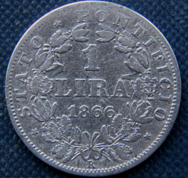 Read more about the article Vatican City  1 Lira 1866  silver coin 0.835  Pius IX