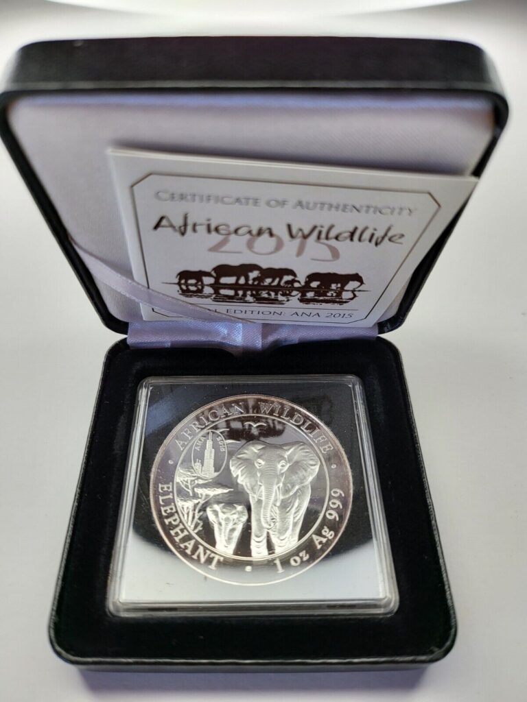 Read more about the article Somalia African Wildlife Elephant ANA Chicago Privy 2015 1 oz .999 Silver Coin