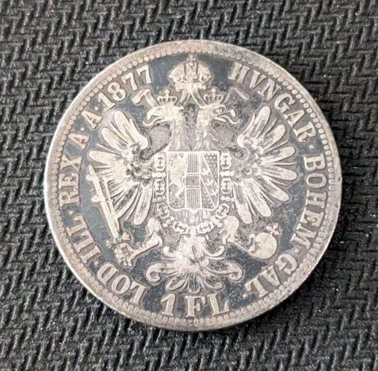 Read more about the article 1877 Austria Silver 1 Florin Blue Toning KM#2222 Francis Joseph I