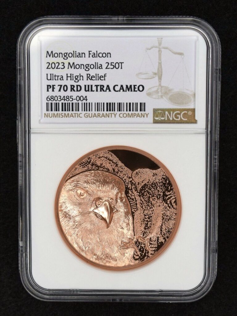 Read more about the article 2023 CIT Mongolia Mongolian Falcon 50 gm Copper 250T NGC PR70 RD Ultra Cameo