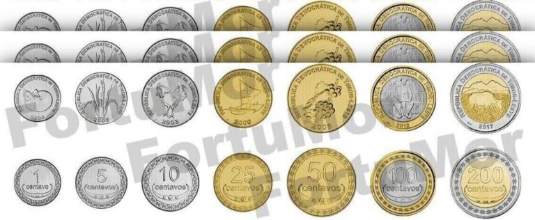 Read more about the article Timor Leste UNC  3 (x) 7 Coins SET  1 5 10 25 50 100 200 Cent 2004 2017  BIMETAL