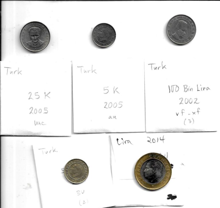 Read more about the article TURKEY COINS – LOT OF 5 DIFFERENT COINS. (CNS 4139)