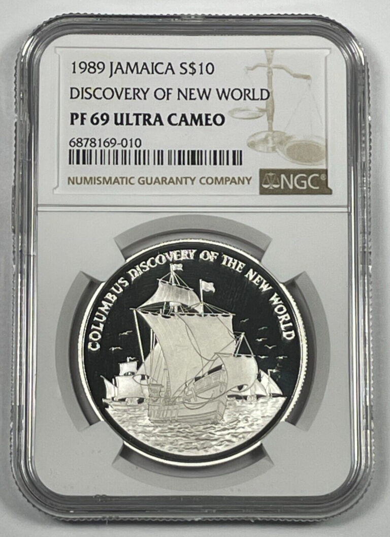 Read more about the article 1989 Silver $10 Proof Jamaica NGC PF69 Ultra Cameo Discovery Of The New World