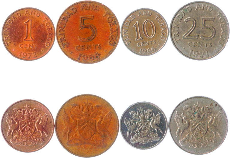 Read more about the article Set of 4 Coins from Trinidad and Tobago: 1  5  10  25 Cents. 1966-1973