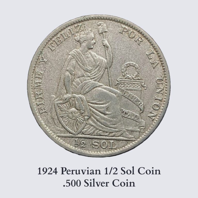 Read more about the article 1924 Peru 1/2 Sol World Peruvian .500 Silver Coin #6