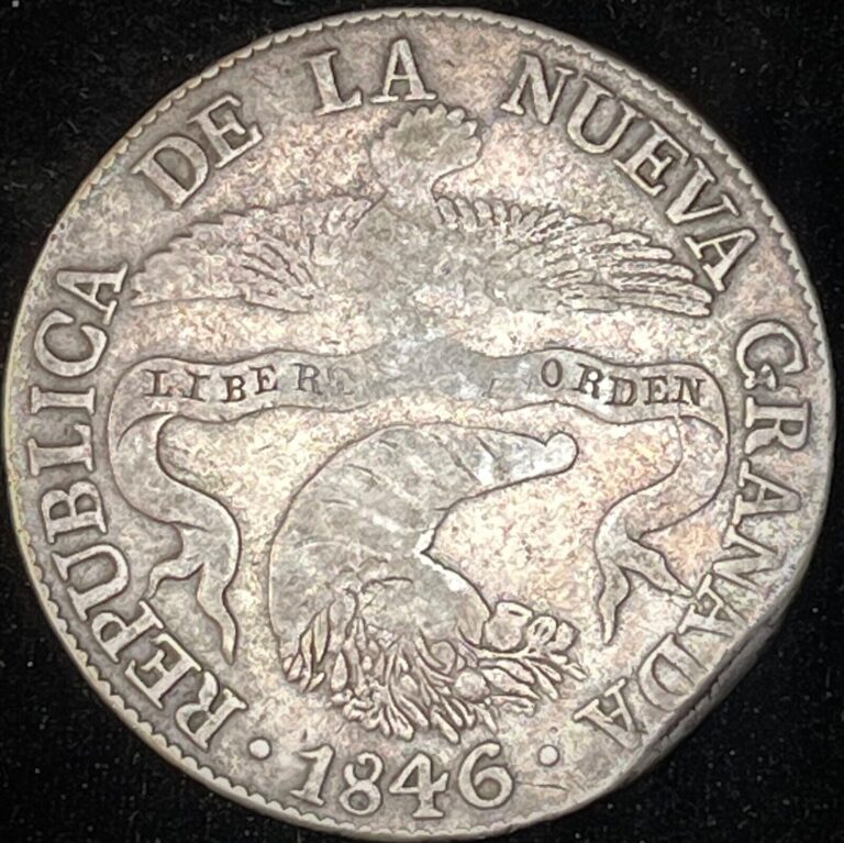 Read more about the article 1846 RS Colombia Bogota 8 Reales Silver Coin Republic De La Nueva Granada