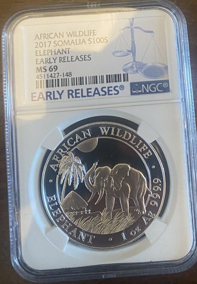 Read more about the article 2016 NGC MS-69 African Wildlife Somalia ELEPHANT – Early Release  1oz 999