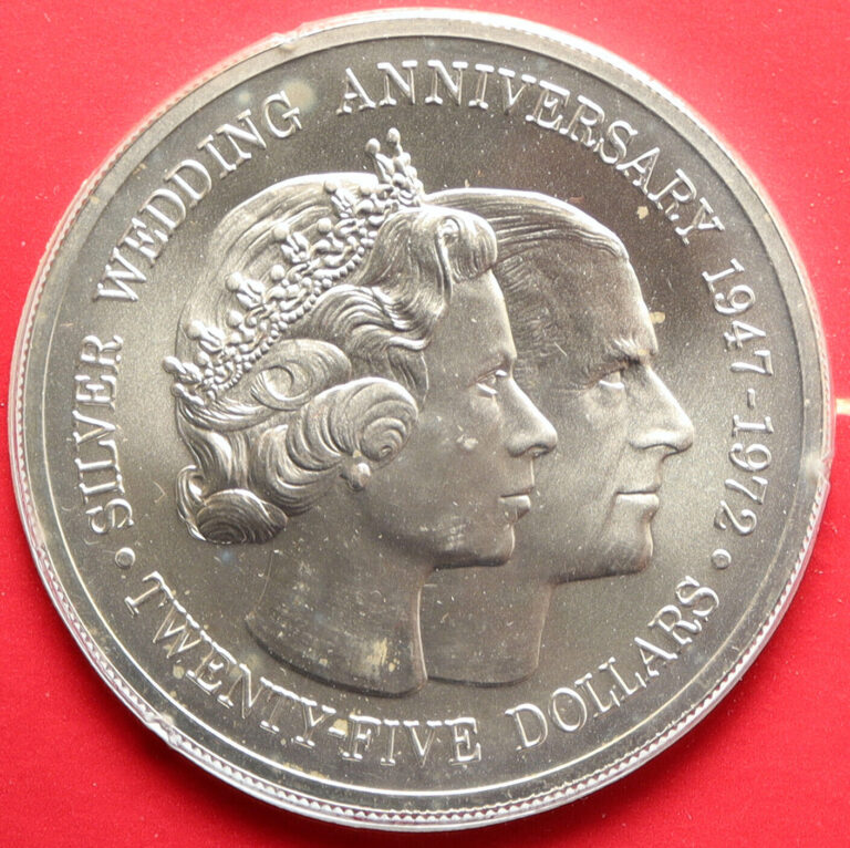 Read more about the article 1972 CAYMAN ISLANDS Queen Elizabeth II Specimen Silver Wedding $25 Coin i96709