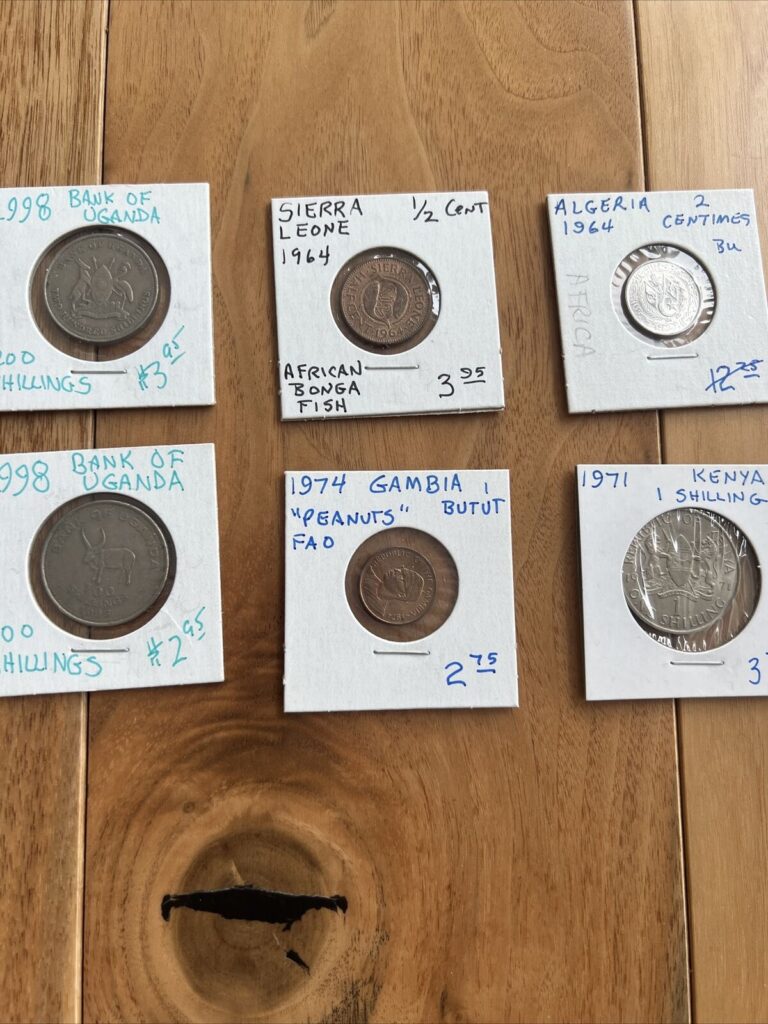 Read more about the article Lot AFRICA world Coins LOT Uganda  Sierra Leone  Algeria kenya   1964-98