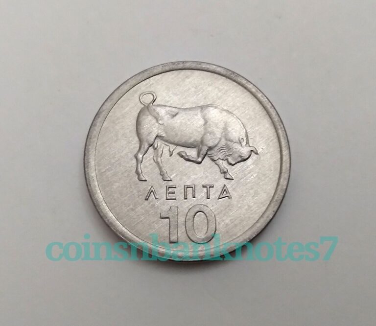 Read more about the article 1976 Greece 10 Lepta Coin  KM113 Uncirculated / Charging Bull