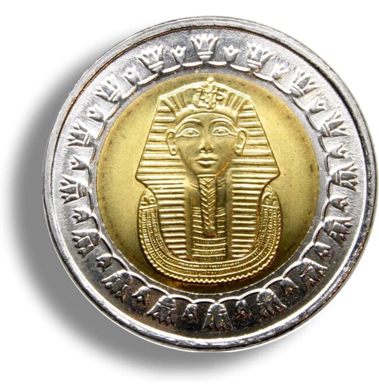 Read more about the article Egypt KING TUT Bi-Metallic Egyptian One Pound Coin Very Good Condition US Seller