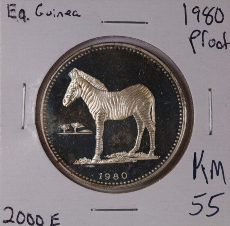 Read more about the article 1980 Equatorial Guinea 2000 Ekuele Silver Proof Coin – Burchell’s Zebra