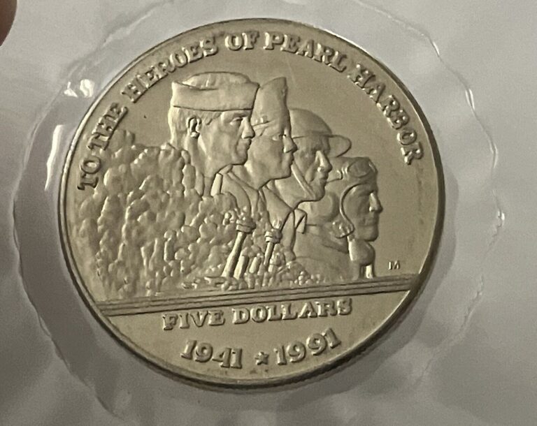 Read more about the article 1991 $5 Heros of Pearl Harbor Marshall Islands Commemorative Coin Five Dollars