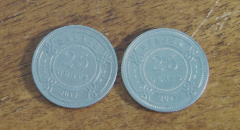 Read more about the article TWO COINS – 2017 and 2021 BELIZE 25 CENT COINS – QUARTERS