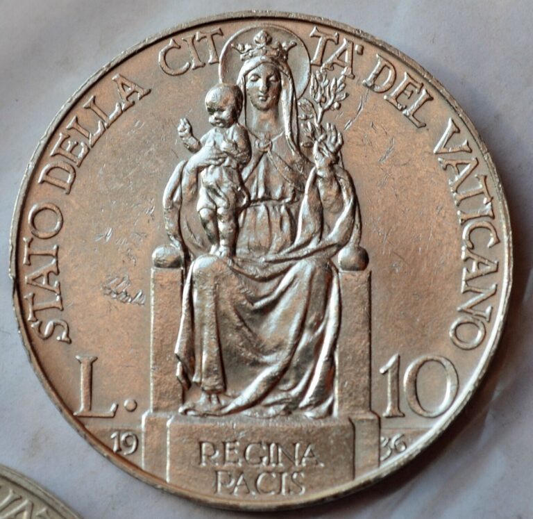 Read more about the article 10 Lire 1936 Vatican City  Mary  Queen of Peace  Pius XI   Silver coin