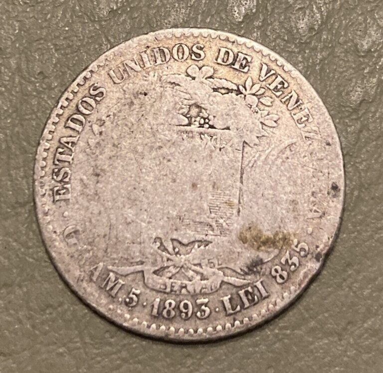 Read more about the article 1893 A Venezuela 1 Bolivar Silver Coin