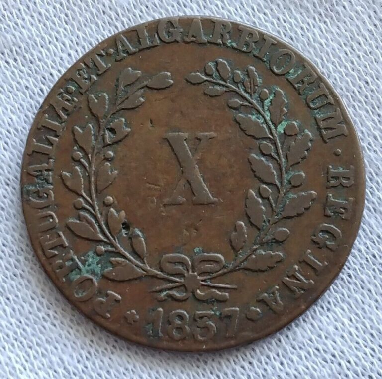 Read more about the article PORTUGAL 1837 10 REIS ANTIQUE COPPER WORLD COIN