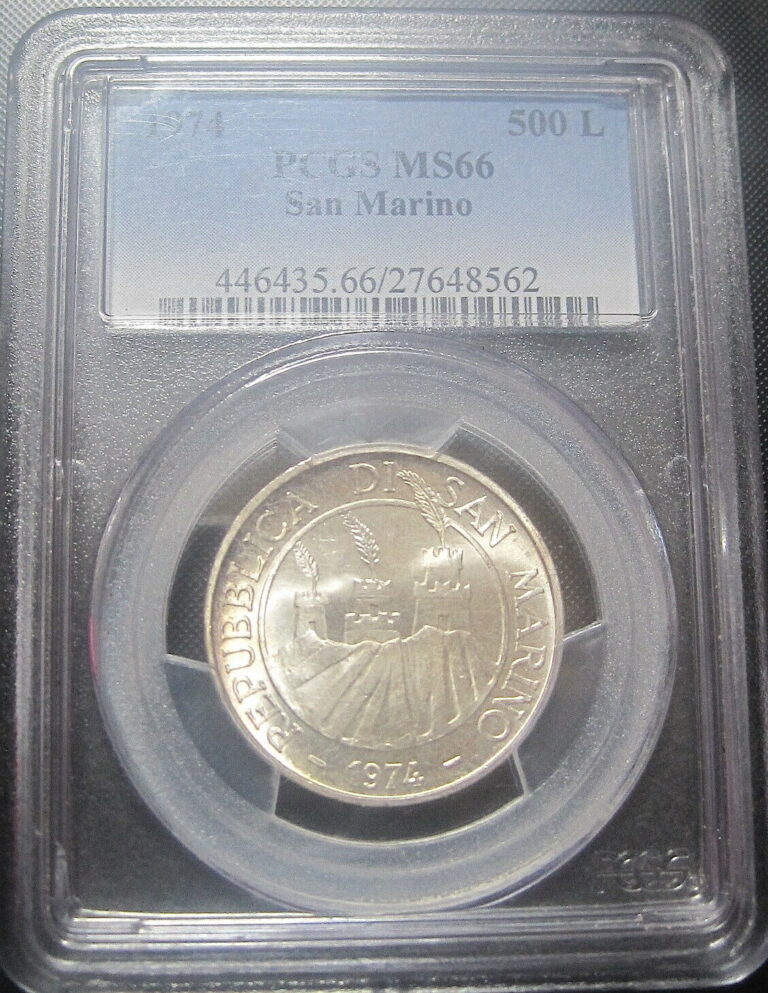 Read more about the article **ONLY 6 HIGHER PCGS MS66** 1974 San Marino 500 Lire   km#37 – Silver coin