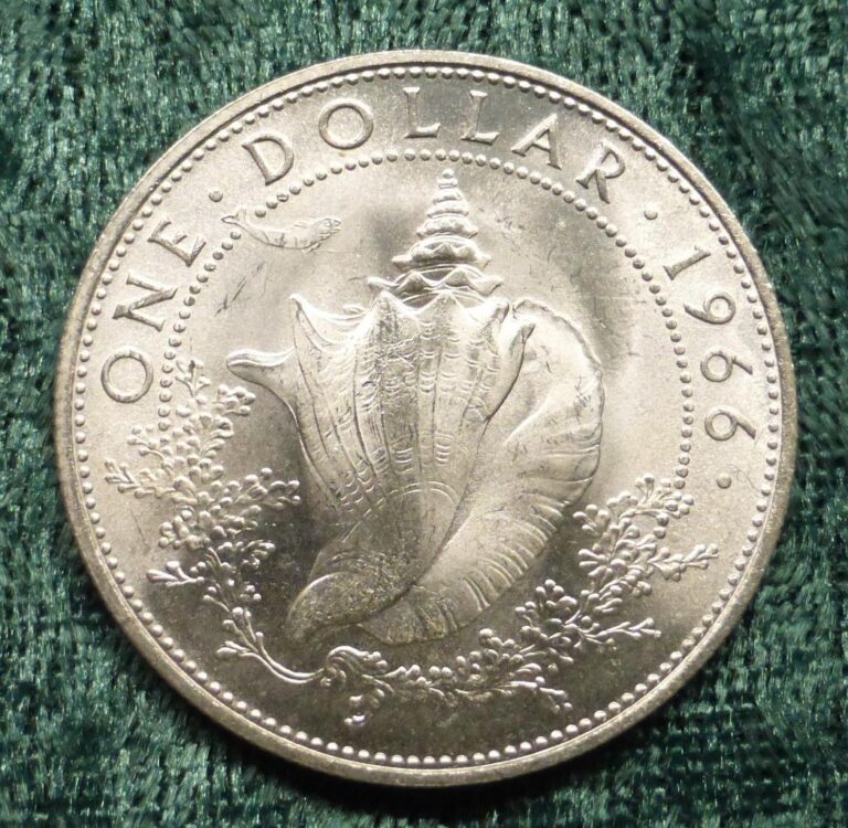 Read more about the article 1966 Bahamas 80% Silver Dollar  Conch Shell  Elizabeth II  Silver Coin  KM #8