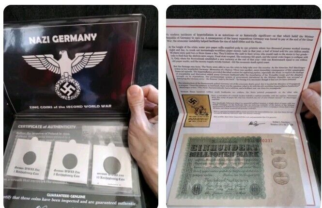 Read more about the article Third Reich Coins World War 2 German 1 5 and 10 Reichspfennig and 100 Million Mark