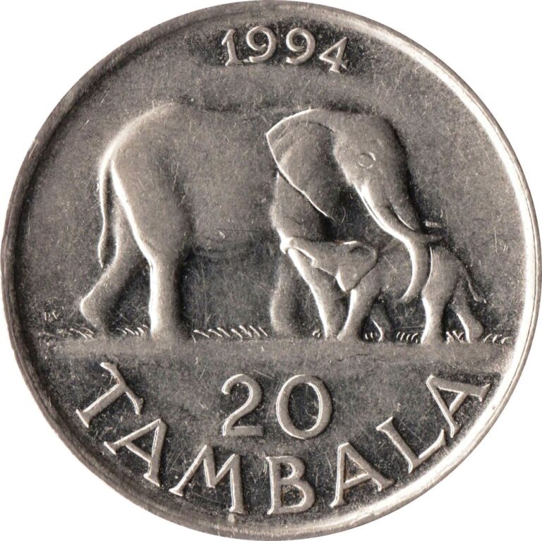 Read more about the article Malawi | 20 Tambala Coin | Hastings Banda | Elephant | KM11.2a | 1989 – 1994