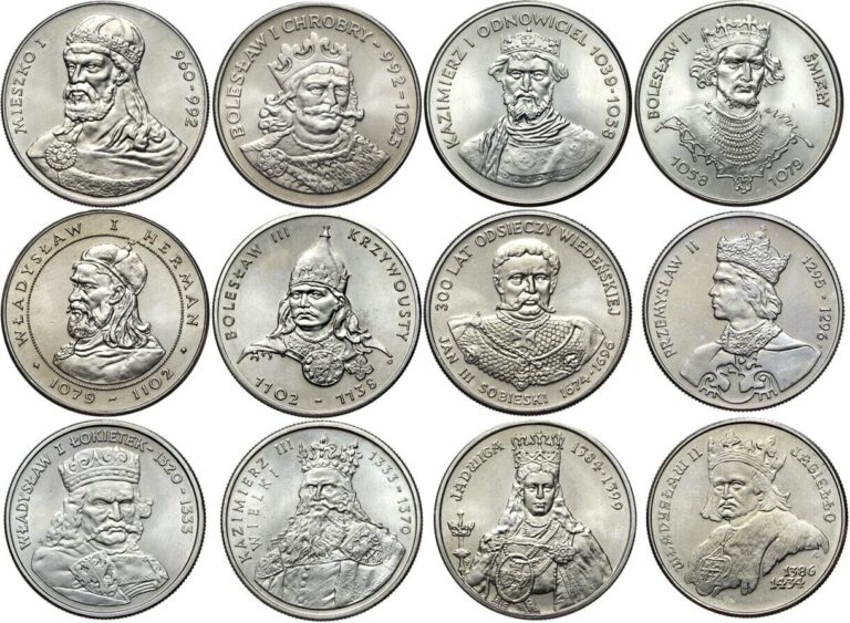 Read more about the article Poland – LOT 12 Coins – 50 100 500 Zloty Złotych 1979–1989 – Polish Kings – SET