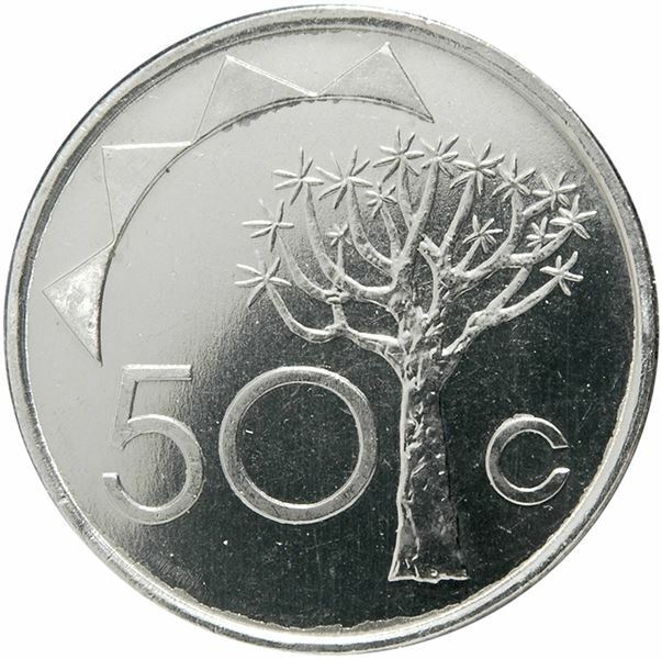 Read more about the article Namibia 50 Cents Coin African Eagle Gemsbok (oryx) Quiver tree KM3 1993 – 2010