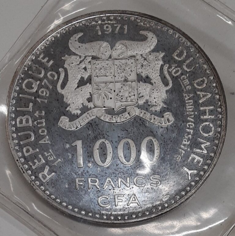 Read more about the article 1971 Dahomey Proof-like Silver 1000 Franc Coin in Original Plastic w/Spots