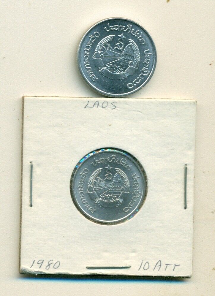 Read more about the article 2 UNCIRCULATED COINS from LAOS – 10 and 20 ATT (BOTH DATING 1980).