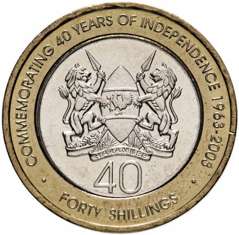 Read more about the article Kenya 40 Shillings | Independence | Mwai Kibaki Coin KM33 2003