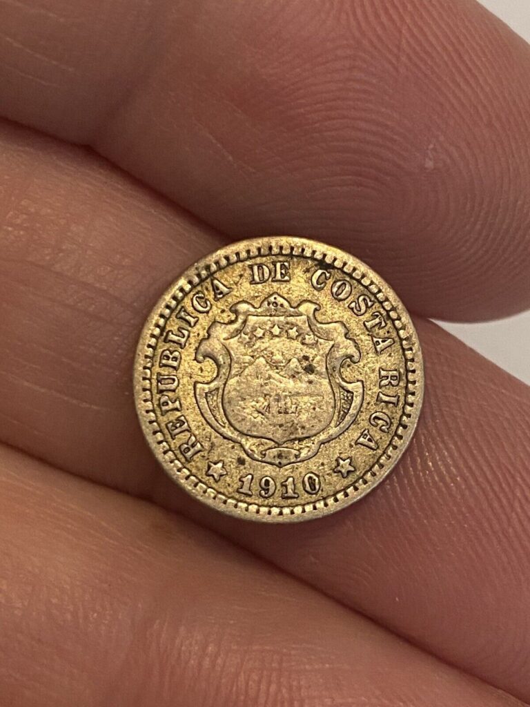 Read more about the article 1910 Costa Rica 5 Centimos 900 Silver Coin Nice Coin!
