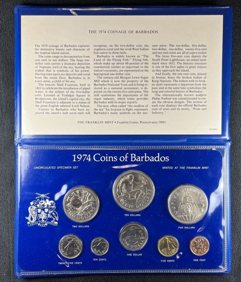 Read more about the article 1974 BARBADOS – OFFICIAL MINT BU SPECIMEN SET (8) – ORIG. PKG w/ COA – RARE