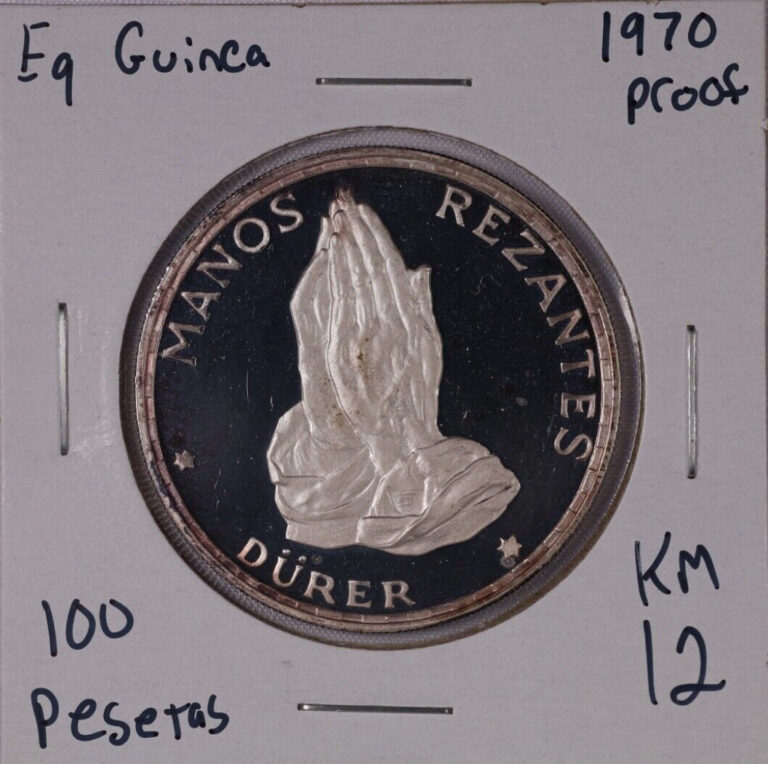 Read more about the article 1970 Equatorial Guinea 100 Pesetas Silver Proof Coin – Dürer’s Praying Hands