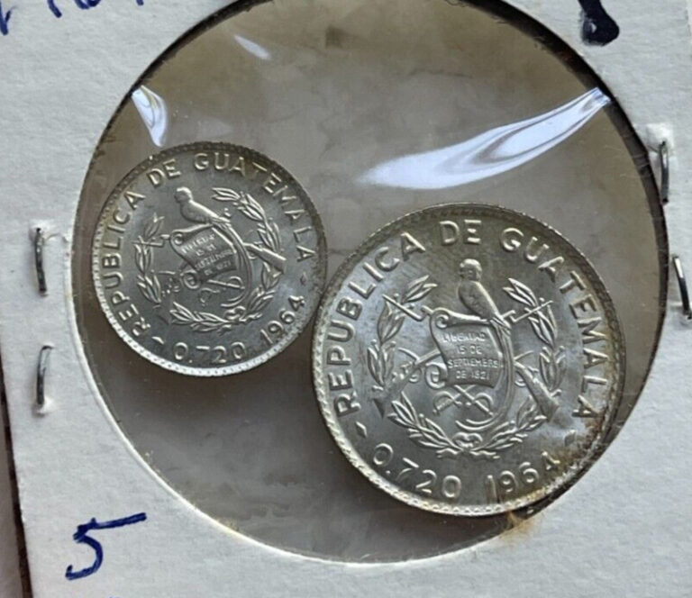 Read more about the article Pair of 1964 Guatemala Silver Coins – 5 and 10 Centavos – Uncirculated