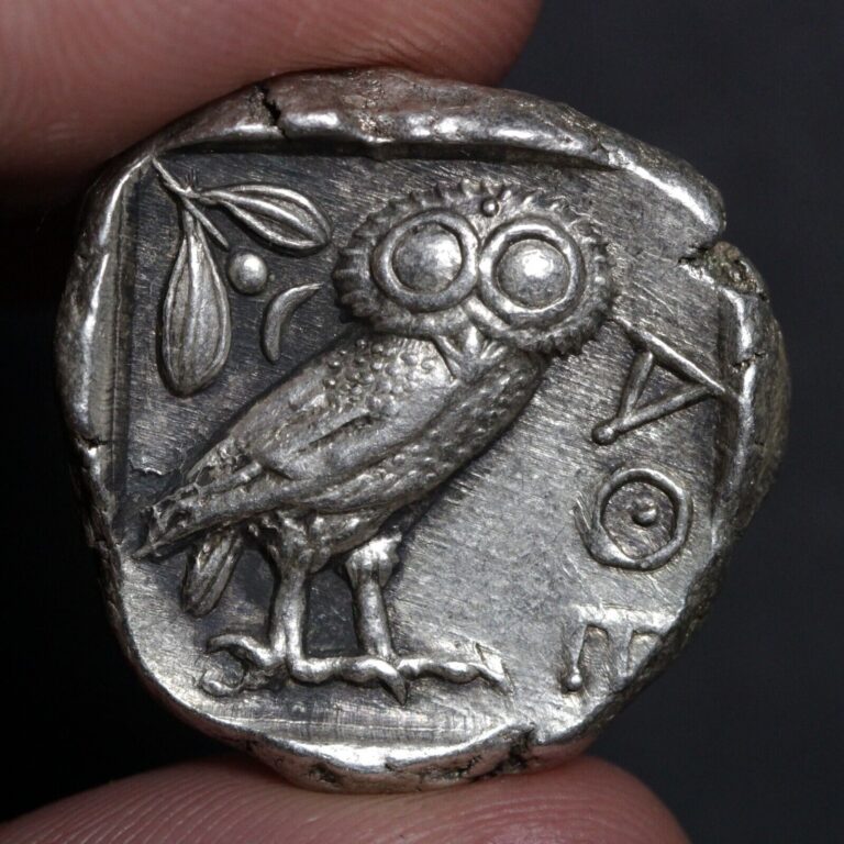 Read more about the article Ancient Greece Athens Owl Tetradrachm Silver Coin Extremely Fine 454BC