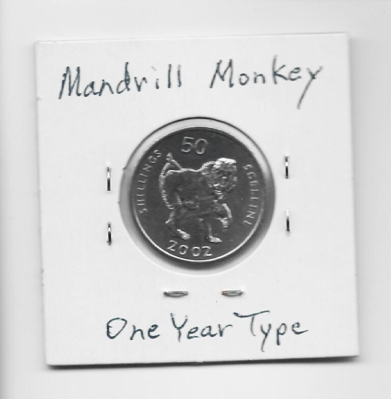 Read more about the article Somalia 50 Shillings 2002 K111 Mandrill Monkey and Leopards