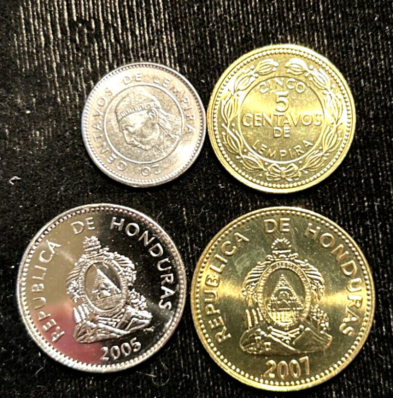 Read more about the article Honduras setof 4 coins (2005 and7) 5 10 20.50 Centavos Gem BU