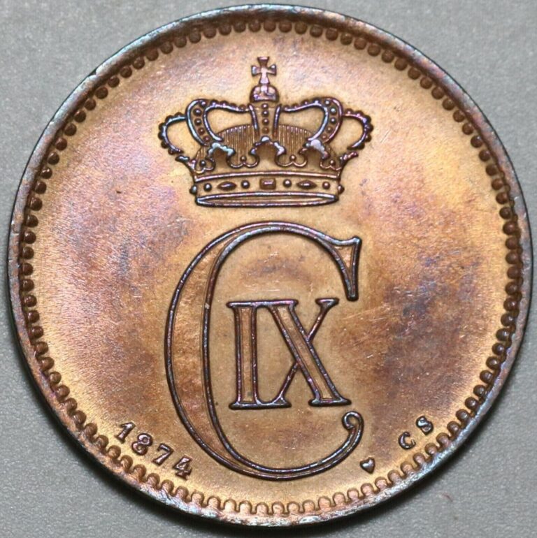 Read more about the article 1874 Denmark 5 Ore UNC Christian IX Porpoise Fish Coin (24042113R)