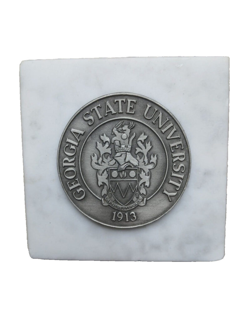 Read more about the article geogia state university silver plated university coin on fine marble base Italy