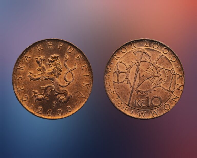 Read more about the article 2000 Czech Republic 10 Korun  Fragment of clockwork mechanism  Year 2000